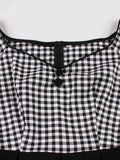 Gingham and Black Patchwork Elegant Cotton Long Dresses for Women Sexy Off Shoulder Evening Party Vintage Pleated Dress