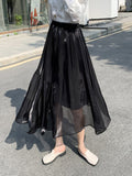 New Summer Chiffon Yarn Fresh Colorful Long Irregular Pleated Women Ankle Skirt