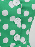 Green Halter Neck Button 50s Vintage Rockabilly Swing Dress with Pockets Backless Party Sexy Women Polka Dot Dresses