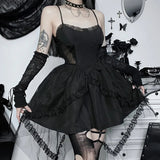Gothic Women Goth Lolita Lace High Waist Draped Bodycon Vintage Fairy Grunge A-Line Party Dress
