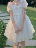 Chiffon Lolita Fairy Bow Sweet Party Mini Girl Japan Style Ruffles Korean Kawaii Dress