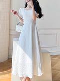 Summer New Elegant White Midi Dress Solid One Piece Lady Slim Party Prom Vestidos