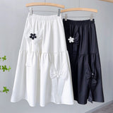 Women Slim A-Line Sweet Casual Floral Elastic High Waist Bow-knot Skirts Outwear