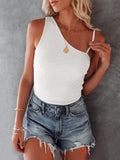 New Summer Solid-color Waffle Camisole Sleeveless Top Sexy Party Slim T-shirt