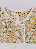 Buttons High Waist Multicolor Floral A Line Summer Elegant Women Sleeveless Vintage Style Beach Dress