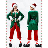 New Christmas Costume Long-sleeved Green Party Adult Couple Christmas Elf Dress Up