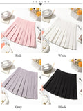 High Waist Summer Chic Solid A Line Mini Skirts Korean Zipper Preppy Style Pink Girls Short Pleated Skirt