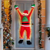 2024 Light Up Santa Claus Climbing Decoration With Hanging Gift Bag For Indoor/Outdoor Christmas Decor Warm White Light String
