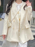 Lolita Blazer Women Lace Loose Kawaii Casual Chic Korean Elegant Retro Sweet Coats