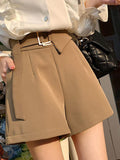 High Waist Casual Women Suit Shorts Summer All-match Solid Color Office Lady Straight Short Pants