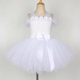 Sparkling White Angel Costumes for Girls Christmas Halloween Dress for Kids Flower Fairy Tutu Outfit with Wings Set Girl Clothes