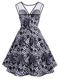 Black 1950s Floral Lace Dress