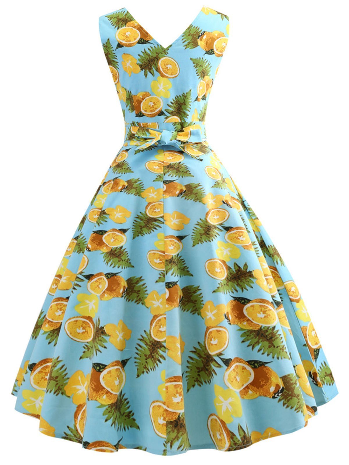 1950s Lemon Floral Swing Dress