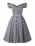 Black 1950s Plaid Swing Dress