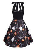 Black 1950s Halloween Pumpkin Dress