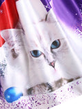Purple 1950s Christmas Cat Snow Dress