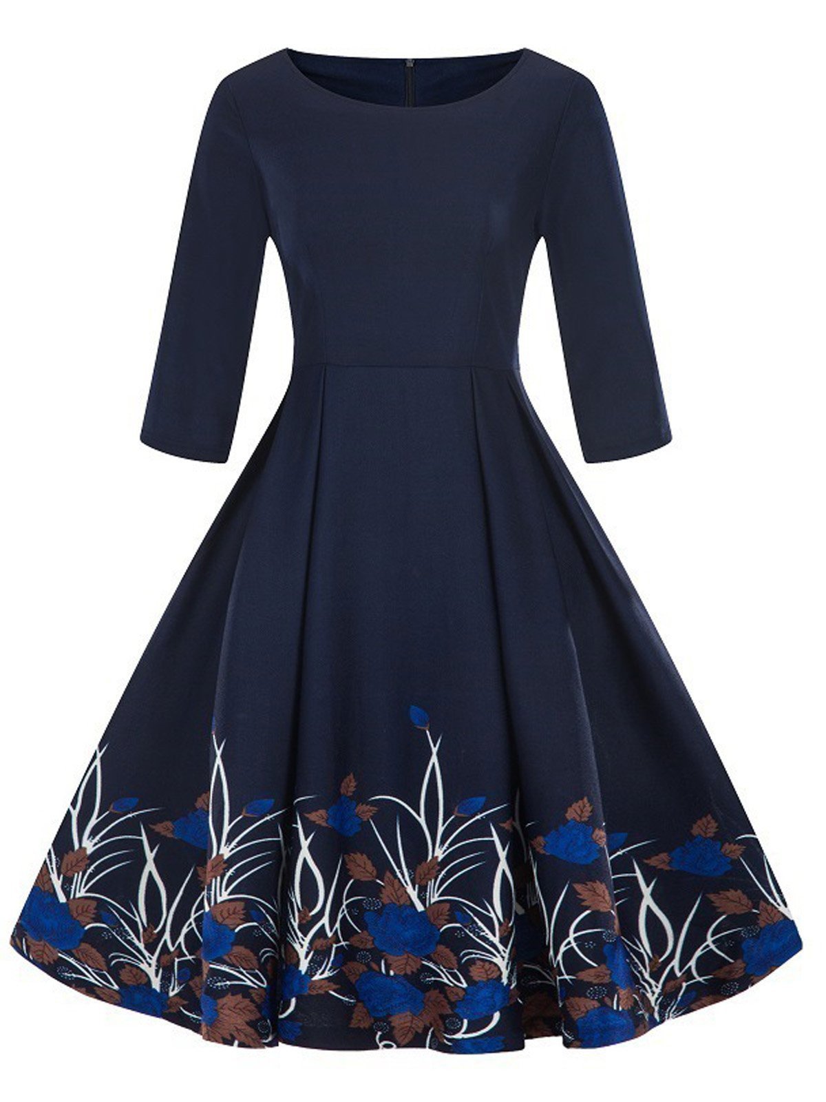 1950s Floral 3/4 Sleeve Dress