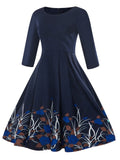 1950s Floral 3/4 Sleeve Dress