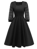 1950s Lace Patchwork Square Neck Dress