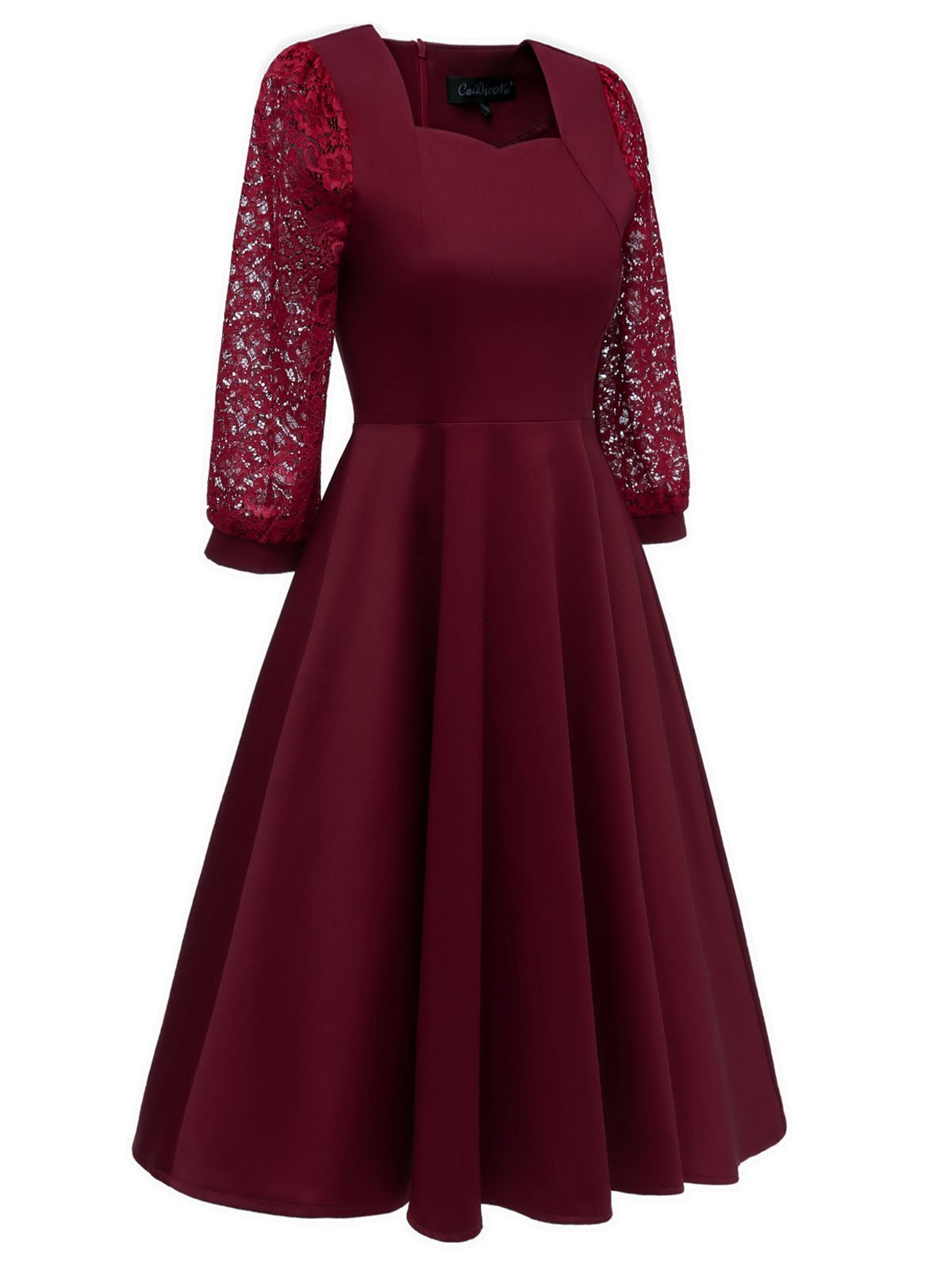 1950s Lace Patchwork Square Neck Dress