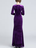 1950s Velvet Solid Wrap Dress