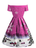 Rose Purple 1950s Snowfall Dress