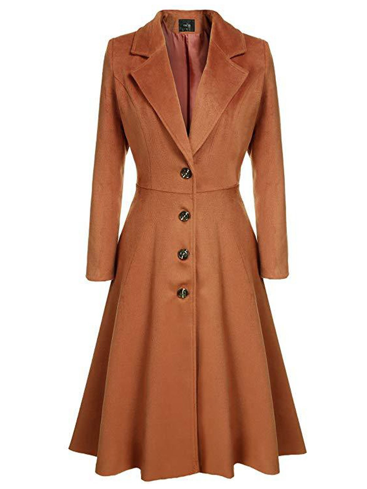 1950s Solid Single-breasted Long Coat