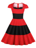 Red 1950s Polka Dot Swing Dress