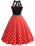 Red 1950s Polka Dot Bow Dress