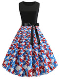 1950s American Flag Stars Belted Dress