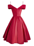 1950s Cold Shoulder Satin Bow Dress
