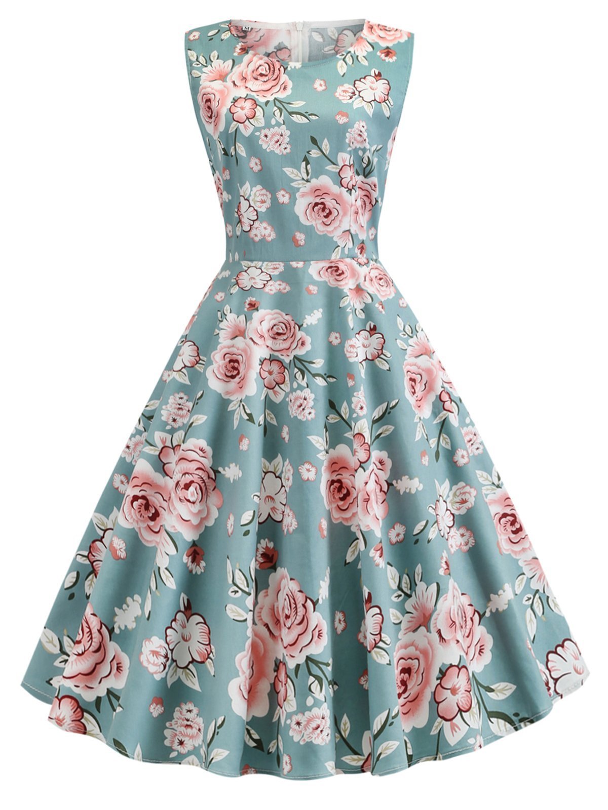 1950s Floral Sleeveless Swing Dress – TiktokDresses