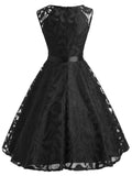1950s Lace Belted Swing Dress