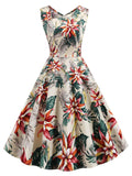 1950s Tropical Plants Swing Dress