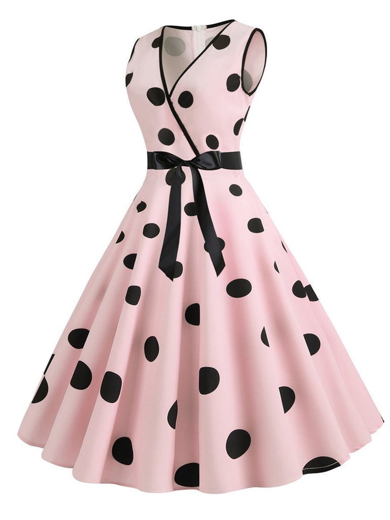 1950s Bow Polka Dot Swing Dress – TiktokDresses