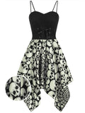 1950s Halloween Skull Lace-up Strap Dress