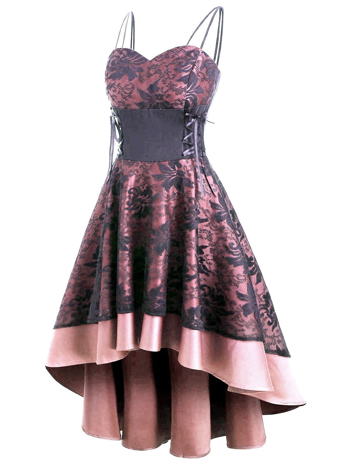 1950s Patchwork High Low Hem Strap Dress