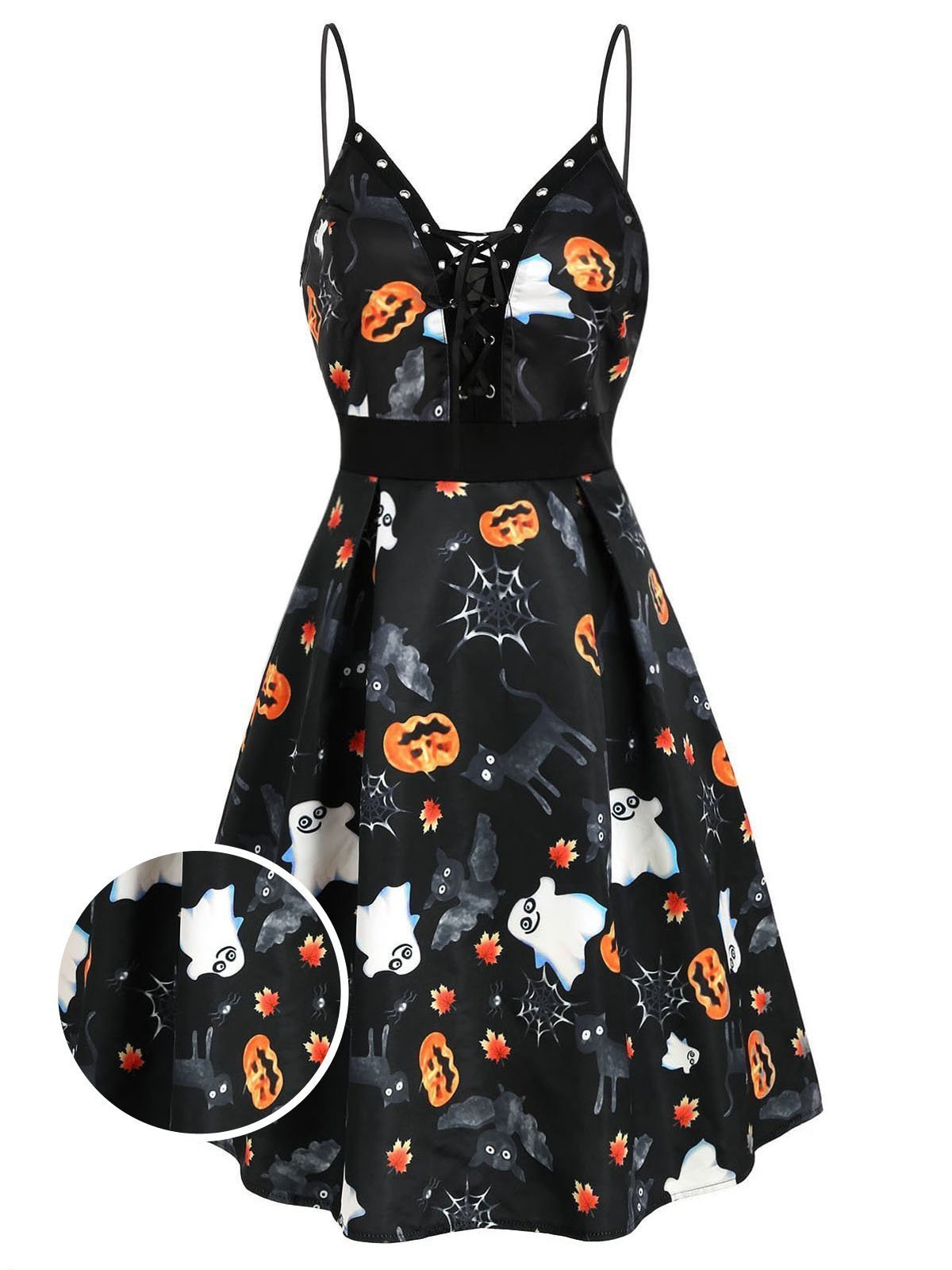 Black 1950s Halloween Pumpkin Dress