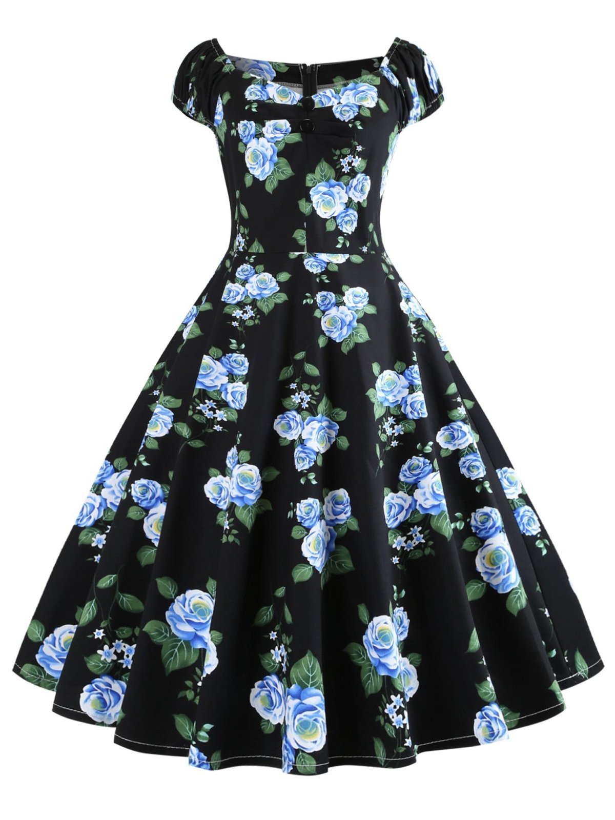 1950s Inspired Rose Swing Dress