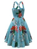 1950s Floral Button Swing Dress