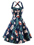 1950s Floral Button Swing Dress