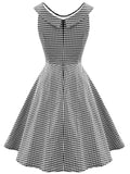 Gray 1950s Plaid Swing Dress