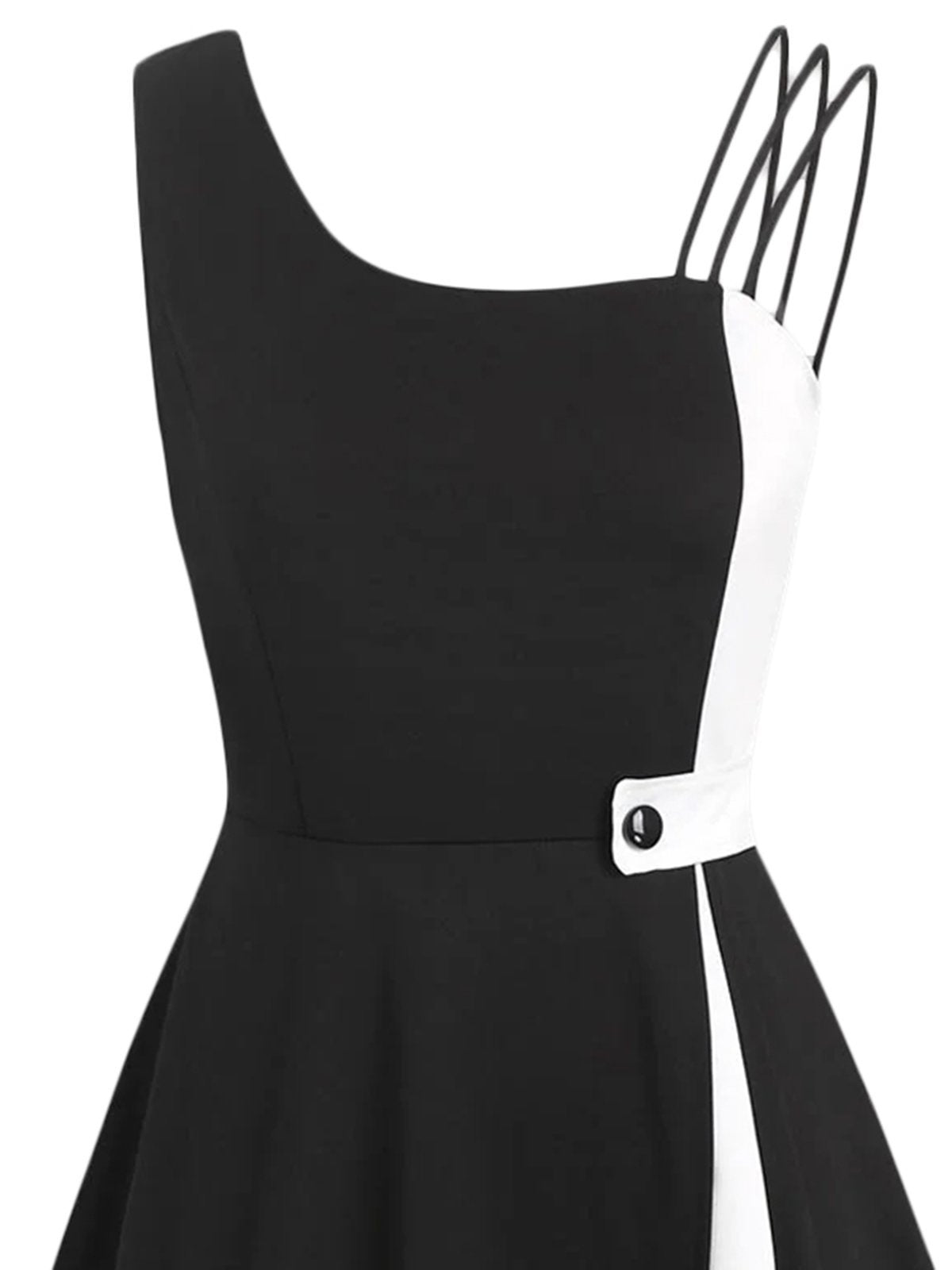 Black 1950s Solid Spaghetti Dress