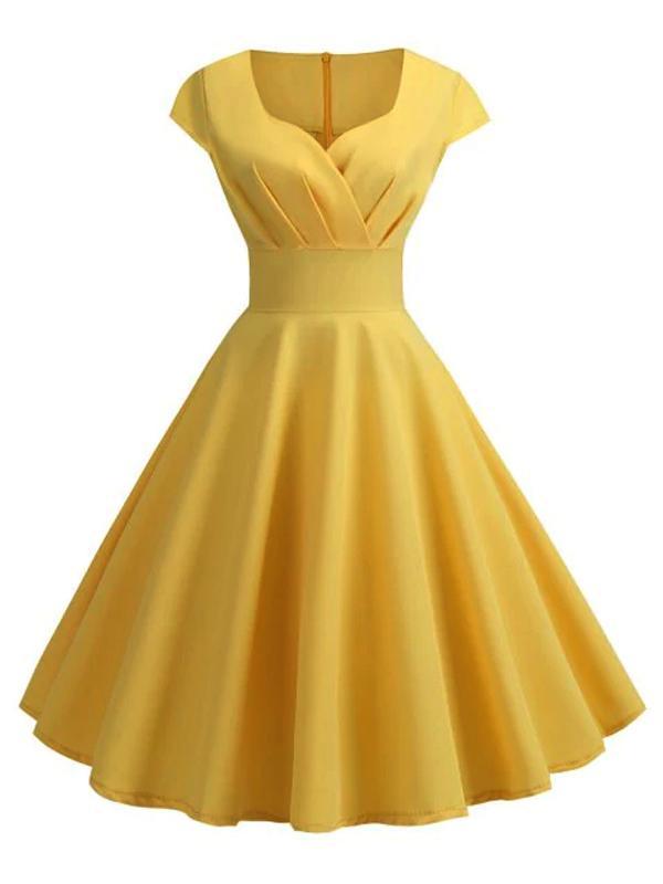 1950s Solid Sweetheart Swing Dress