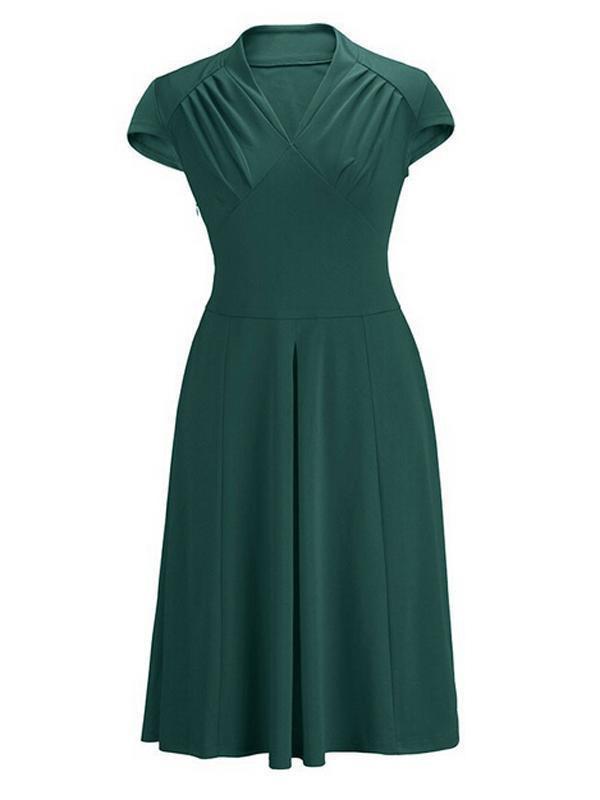 Green 1950s Wrap Swing Midi Dress