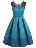 1950s Lace Floral Print Swing Dress