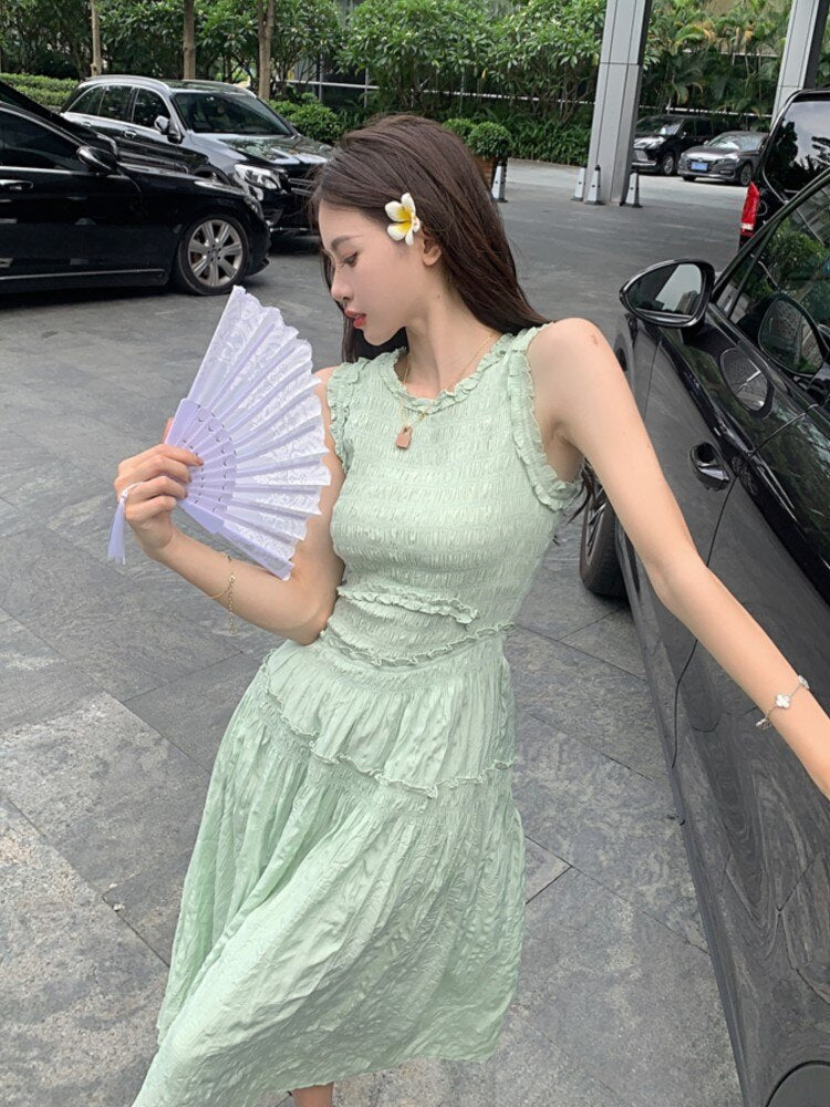 Summer Women Prom Tank Dress Elegant Sleeveless Slim Vestdios