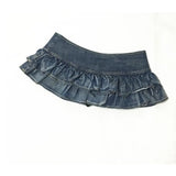 Women Low Waist Ruffles Cake Short Mini Denim Skirt Y2K Streetwear Party Sexy Jean Skirts