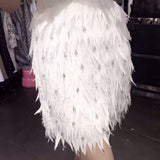 New Spring and Autumn Handmade Diamond Beaded Bohemian Bag Hips Thin Feather Short Women Bottoms Y2k Skirt