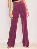 New Yoga Casual Solid Color High Waist Elastic Velvet Wide Leg Pants Trousers Velvet Sweatpants